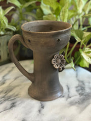 Oaxaca's Polished Clay 3"D" Flores Copalera Sahumerio Cup with Amae's Sahumerio Mix