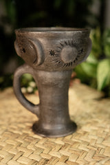 Oaxaca's Polished Clay Sun & Moon Copalera with or without Handle, Sahumerio Cup.-