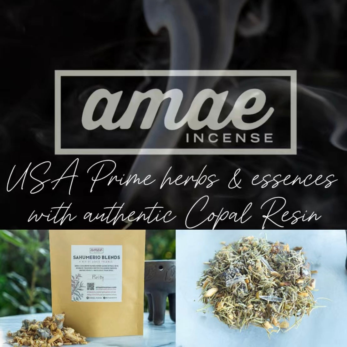 Amae Sacred Resin & Herbal Mix – “Purify Your Space” Cleansing Incense with Copal, Lemongrass, Menthol Crystals & Forest Energy