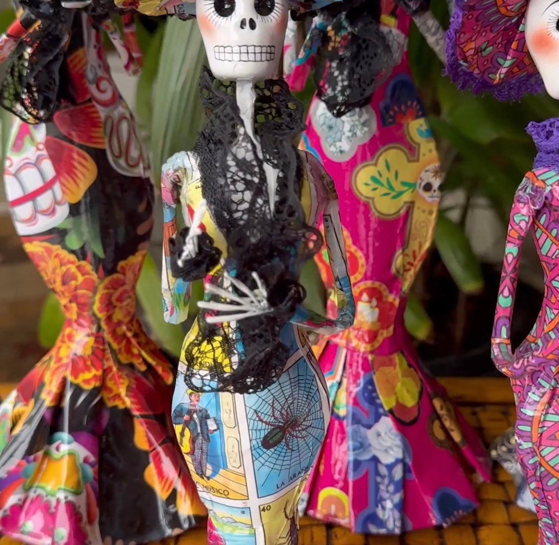Handmade Paper Mache Catrina Figure - Day of the Dead Altar Figure