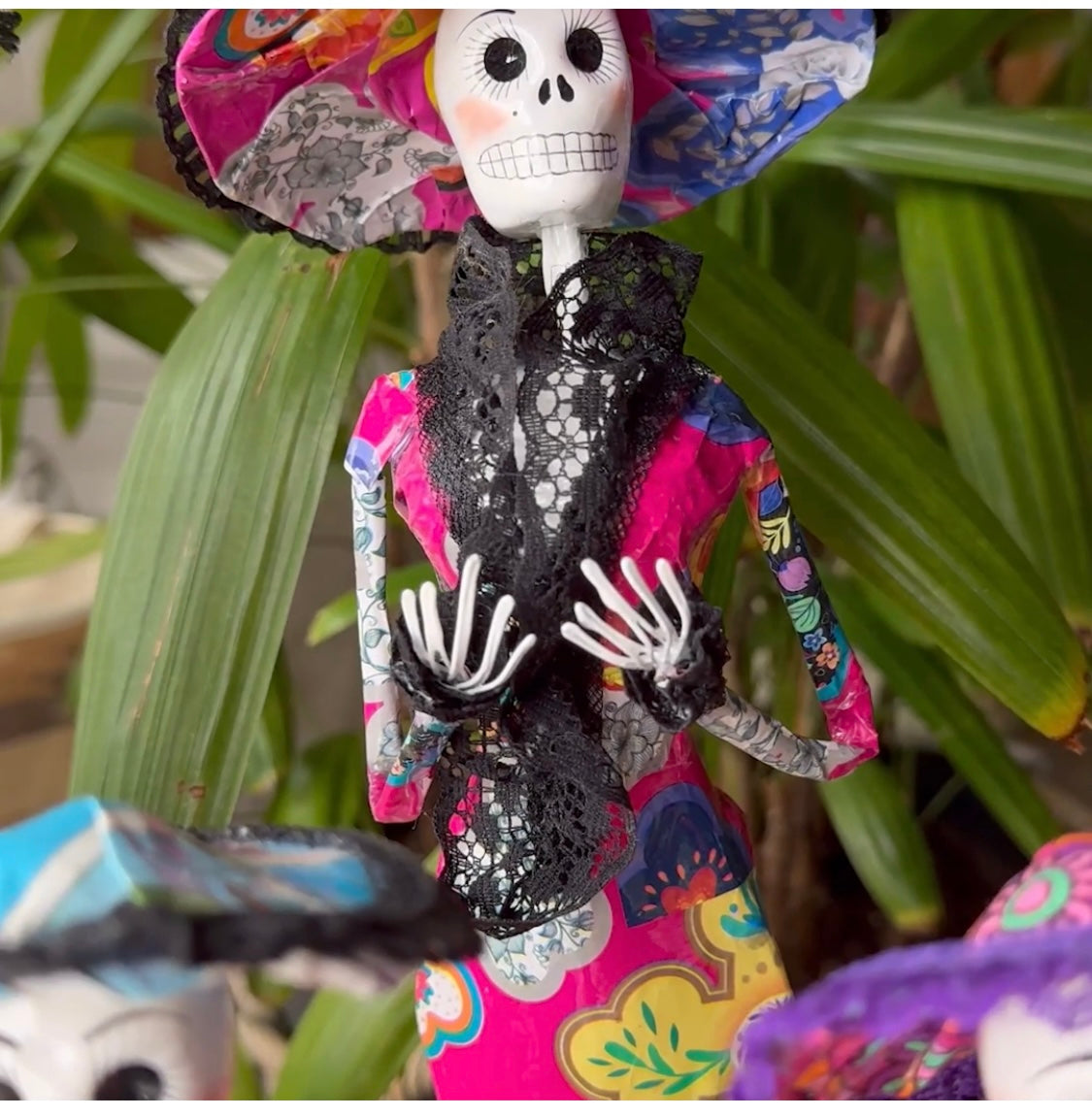 Handmade Paper Mache Catrina Figure - Day of the Dead Altar Figure