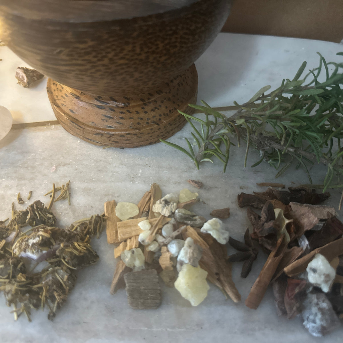 Amae incense's Natural Handcrafted Resin ,essences & Herbal Mix. Three mixes.