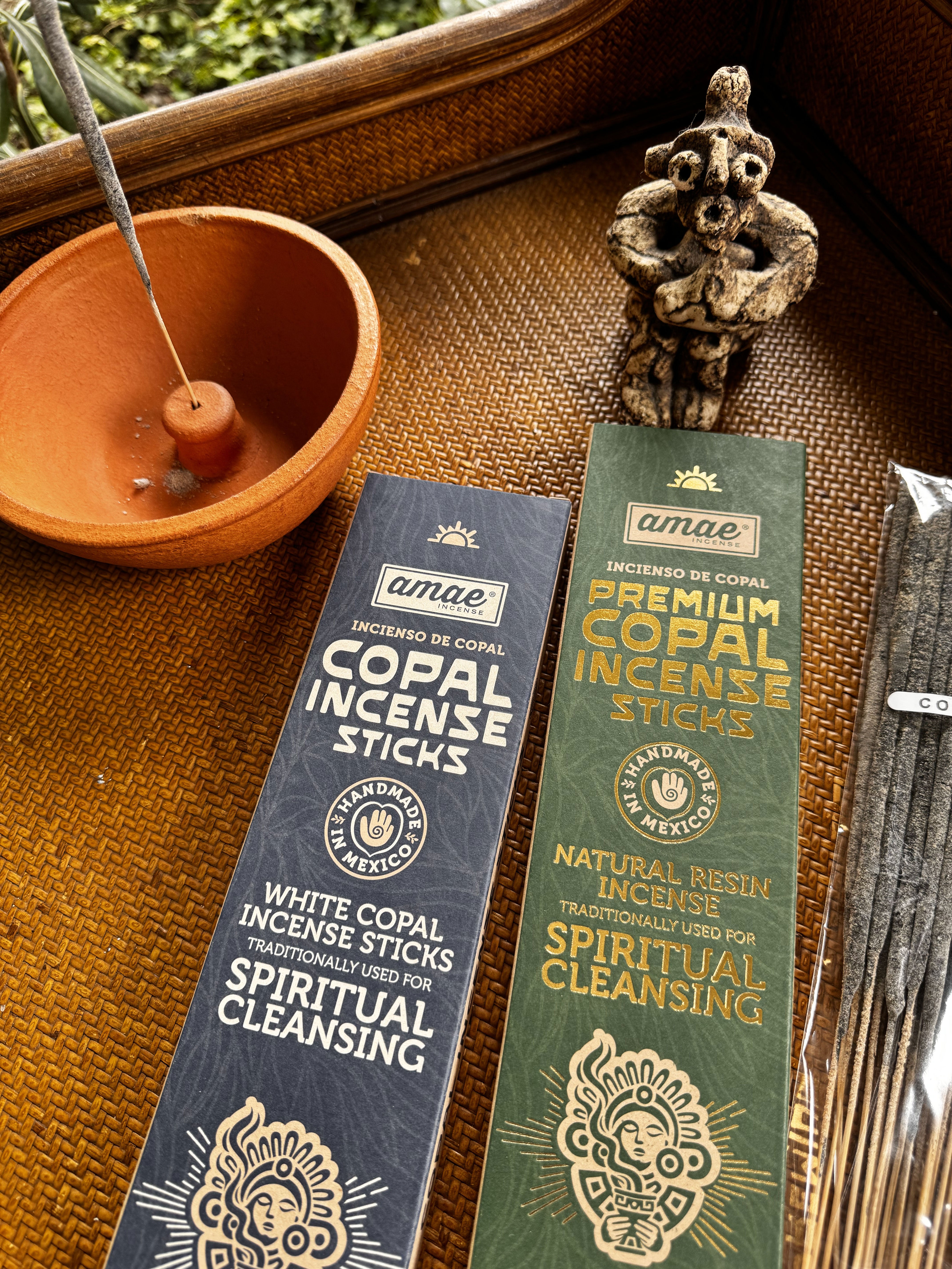 FREE Terracotta Natural-Clay Incense Stick Holder & Premium Mayan Copal Incense - Kit Set