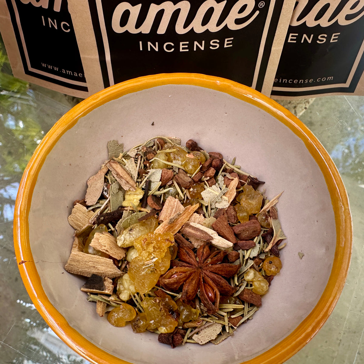 Amae Incense Original Herbs Resin & Essences Mix - Premium Frankincense Resin, Pure Sandalwood Essence, & Kosher Herbs - Manifest Abundance