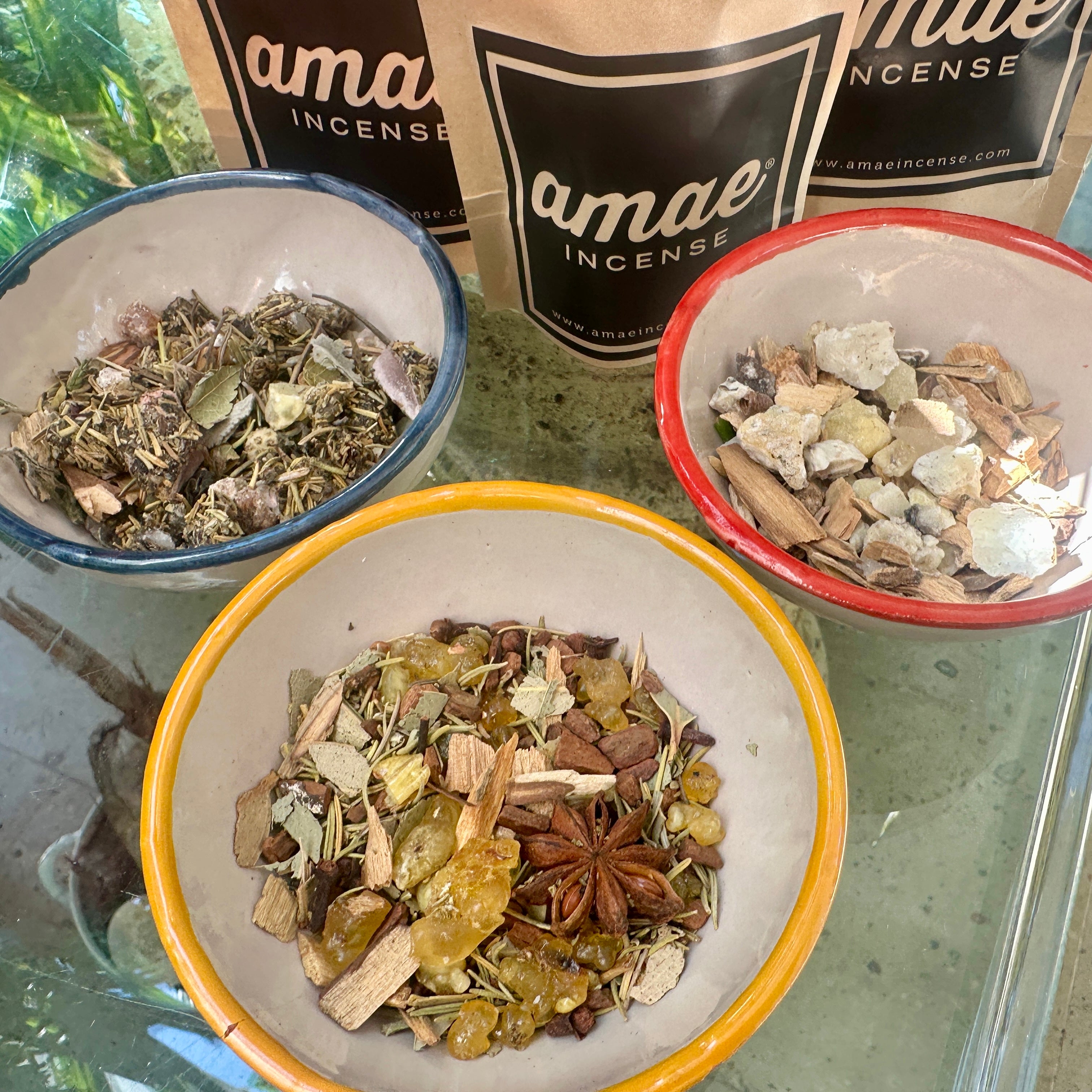 Amae Incense Original Herbs Resin & Essences Mix - Premium Frankincense Resin, Pure Sandalwood Essence, & Kosher Herbs - Manifest Abundance