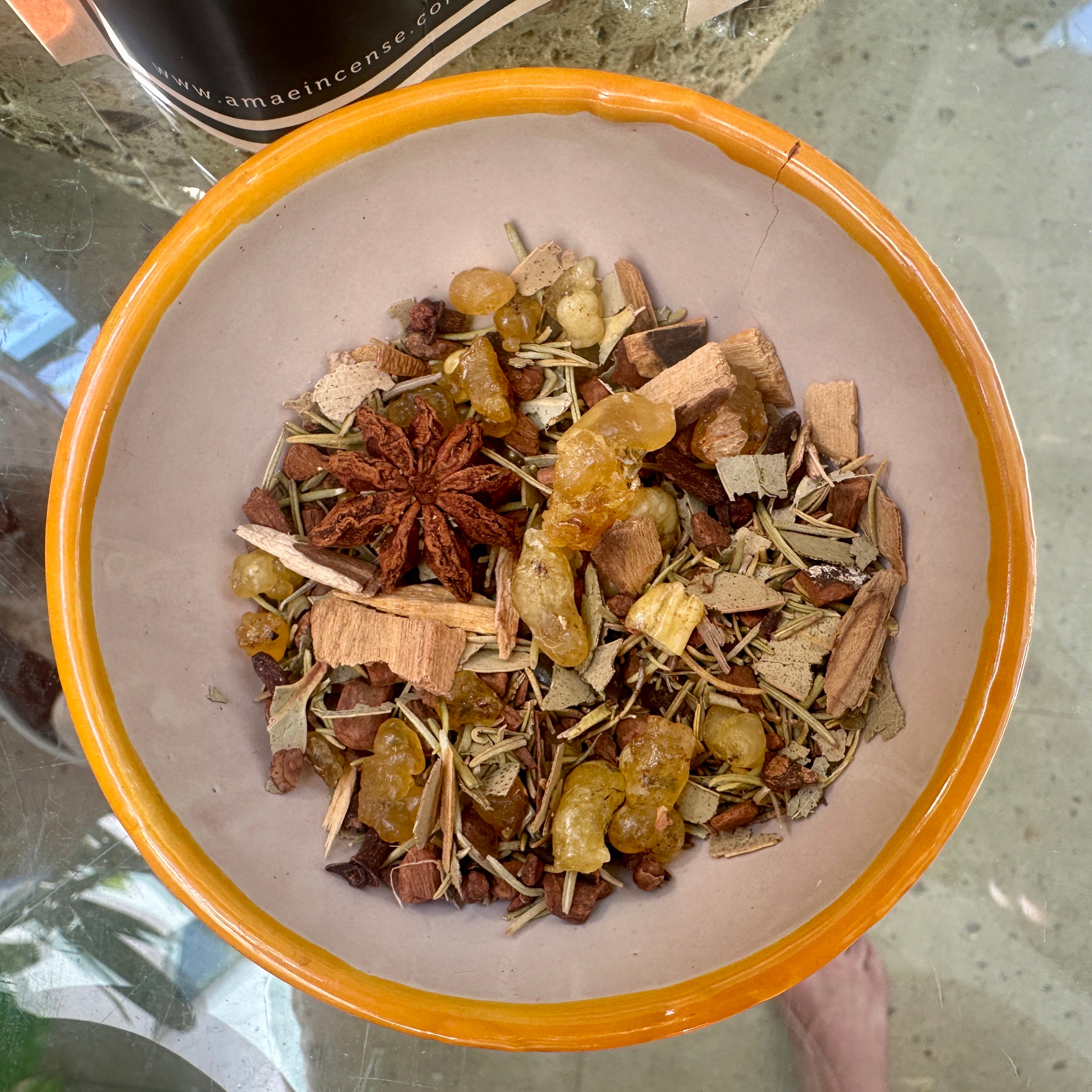 Amae Incense Original Herbs Resin & Essences Mix - Premium Frankincense Resin, Pure Sandalwood Essence, & Kosher Herbs - Manifest Abundance