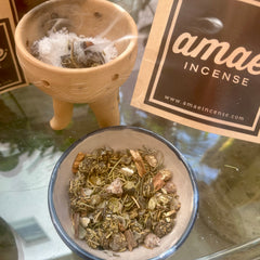 Amae Incense Original Resin, Essences & Herbal Mix "Purify Your Space" Blend, Forest fresh scent with Menthol cristals, Copal, Lemongrass & More.