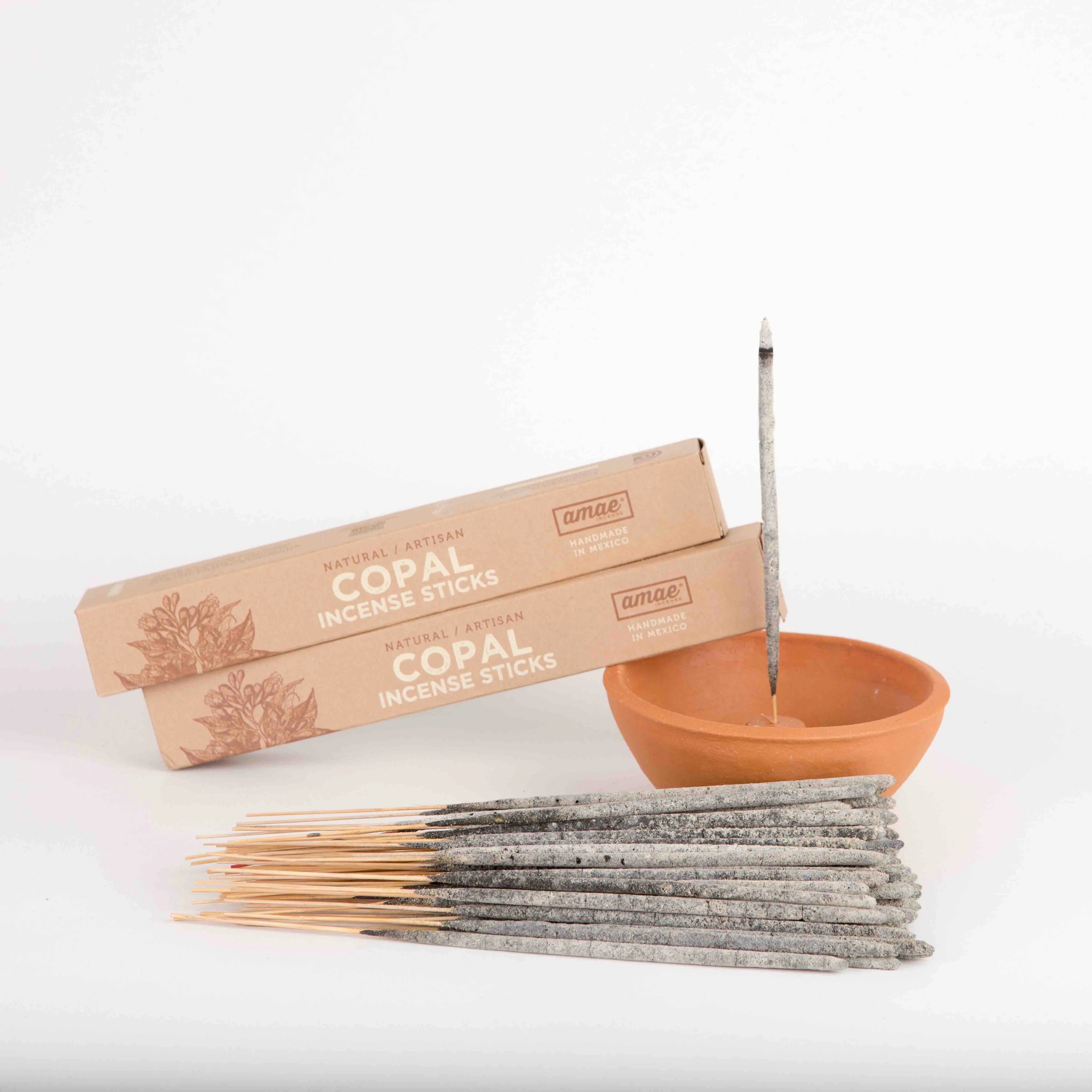 FREE Terracotta Natural-Clay Incense Stick Holder & Premium Mayan Copal Incense - Kit Set