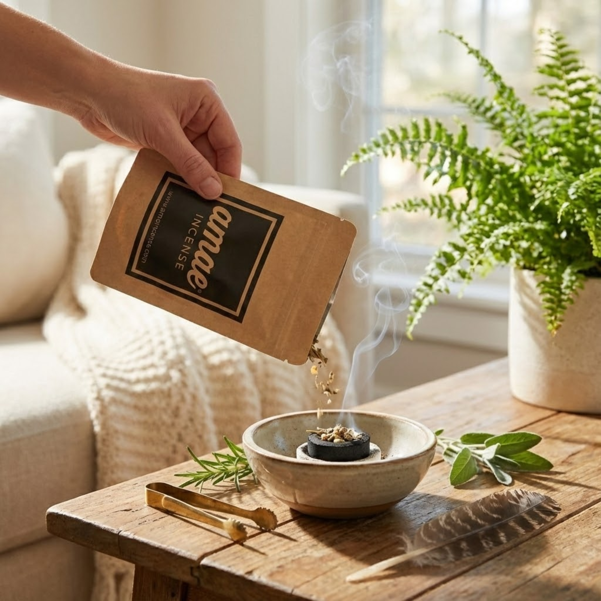 Amae Sacred Resin & Herbal Mix – “Purify Your Space” Cleansing Incense with Copal, Lemongrass, Menthol Crystals & Forest Energy