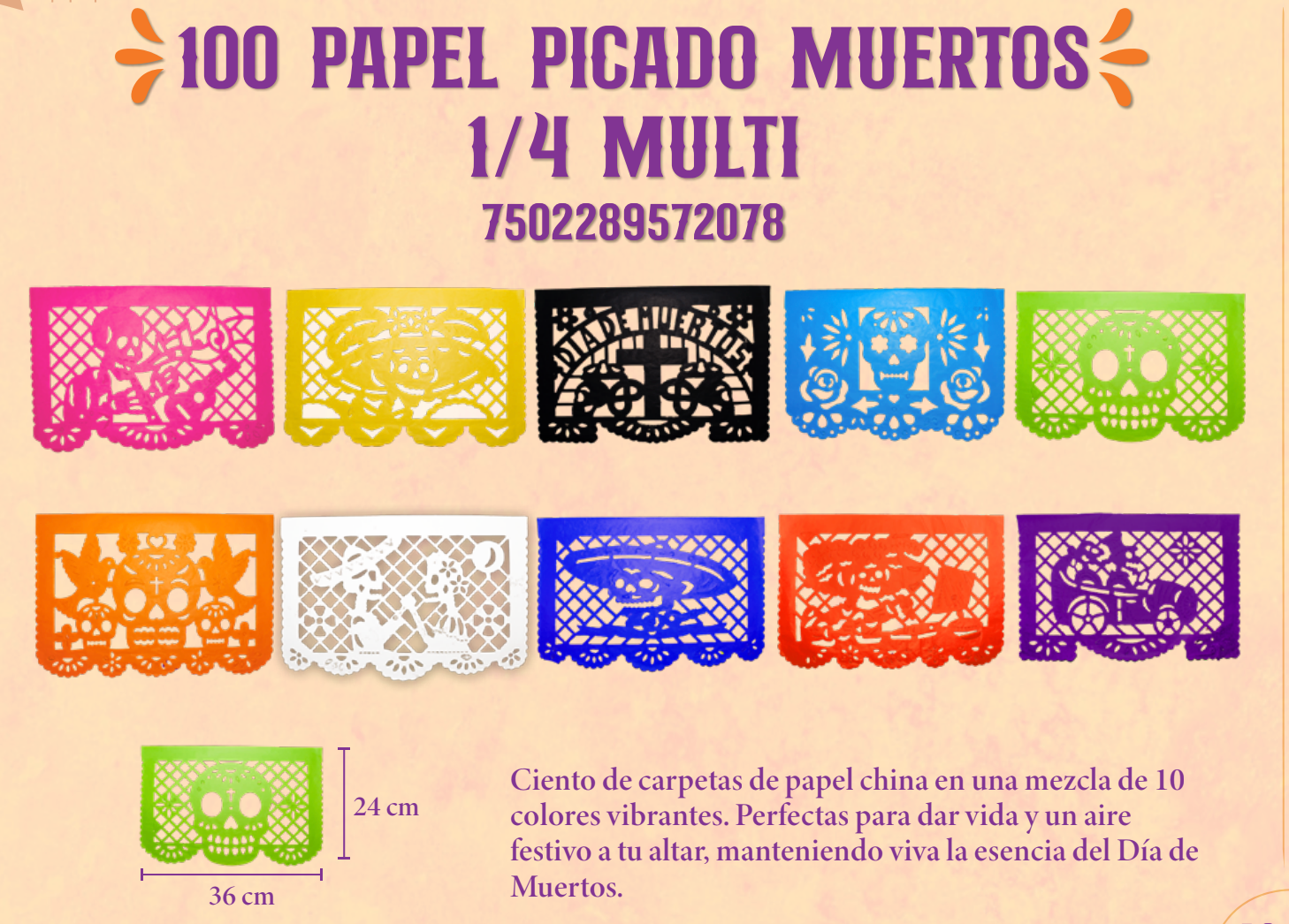 Día de los Muertos Garland "Papel Picado" Tissue paper Banner with Flags and doillies for your Ofrenda
