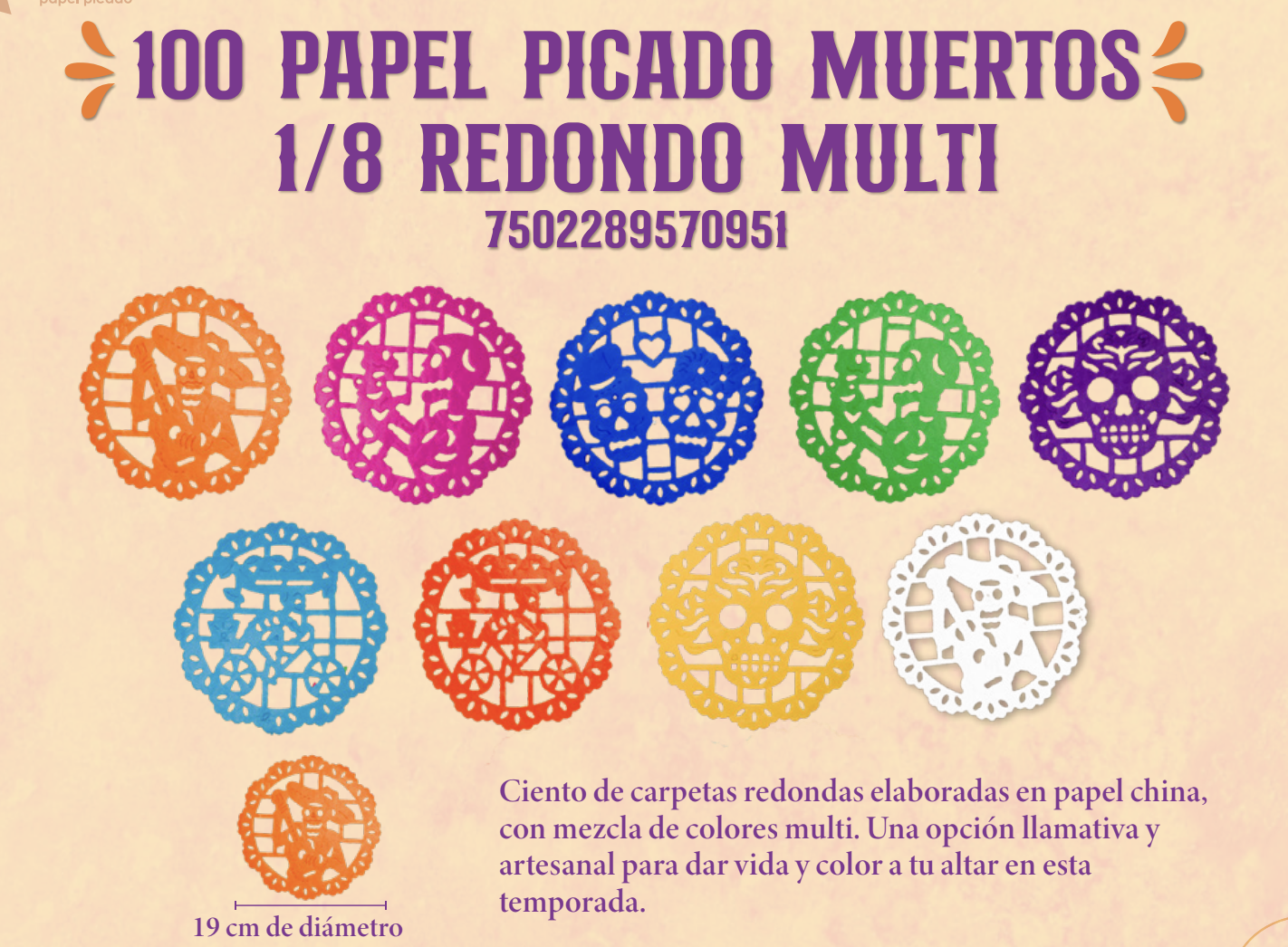 Día de los Muertos Garland "Papel Picado" Tissue paper Banner with Flags and doillies for your Ofrenda