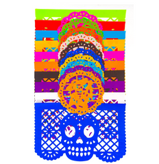 Día de los Muertos Garland "Papel Picado" Tissue paper Banner with Flags and doillies for your Ofrenda