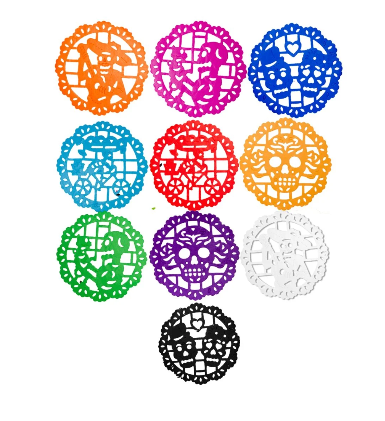 Día de los Muertos Garland "Papel Picado" Tissue paper Banner with Flags and doillies for your Ofrenda
