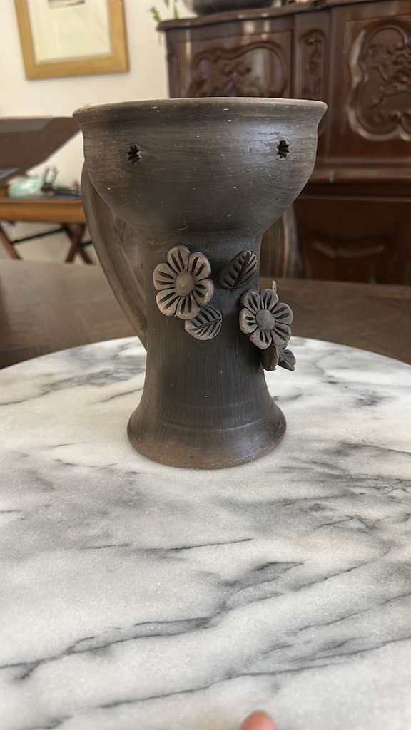 Oaxaca's Polished Clay 3"D" Flores Copalera Sahumerio Cup with Amae's Sahumerio Mix