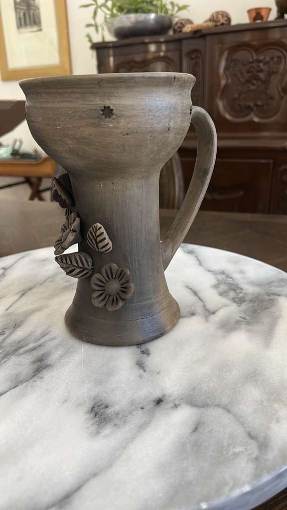 Oaxaca's Polished Clay 3"D" Flores Copalera Sahumerio Cup with Amae's Sahumerio Mix